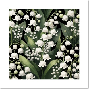 Lily of The Valley on Black Posters and Art